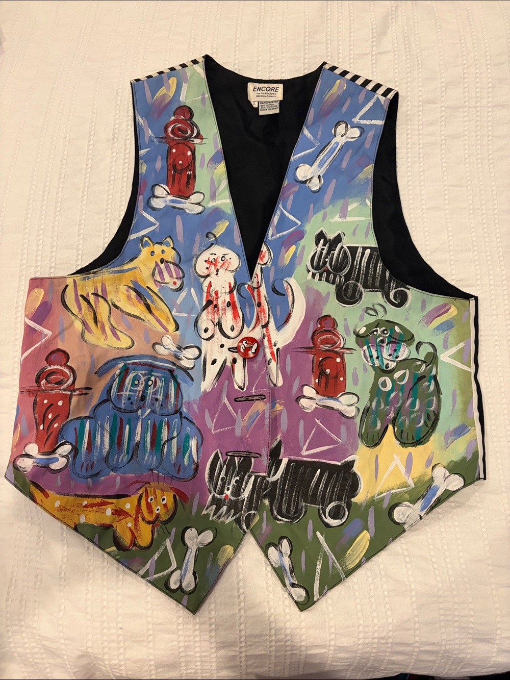 Encore Colorful Dog Print Art Vest - Multicolor